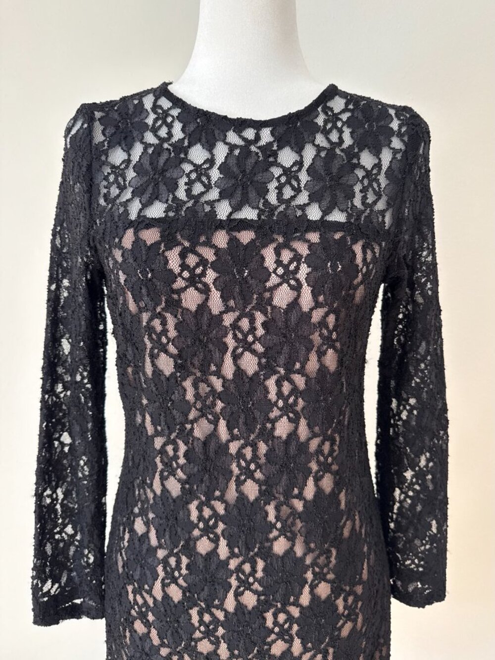 Zara Basics Black Lace Long-Sleeve dress Medium - Picture 6 of 8